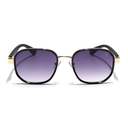 Square Sunglasses for Men & Women (Grey & Clear Lens | Golden & Black Frame - MG7341)