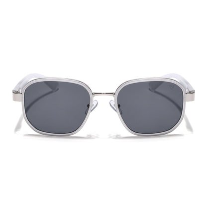 Square Sunglasses for Men & Women (Black Lens | Transparent Frame - MG7343)