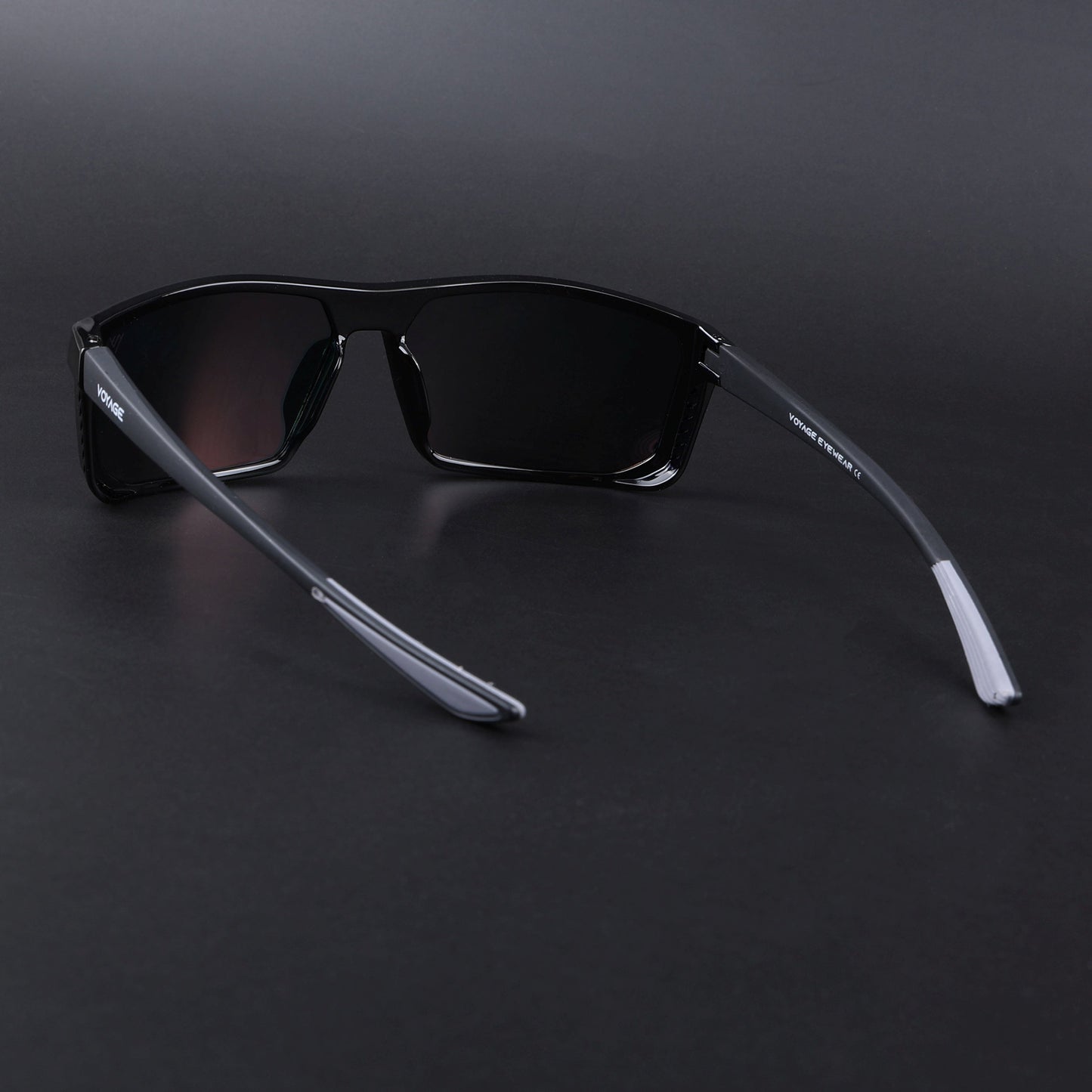 Rectangle Polarized Sunglasses | Orange Lens | Shine Black Frame - PMG6798