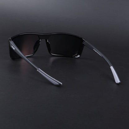 Rectangle Polarized Sunglasses | Orange Lens | Shine Black Frame - PMG6798