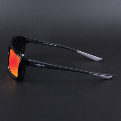 Rectangle Polarized Sunglasses | Orange Lens | Shine Black Frame - PMG6798