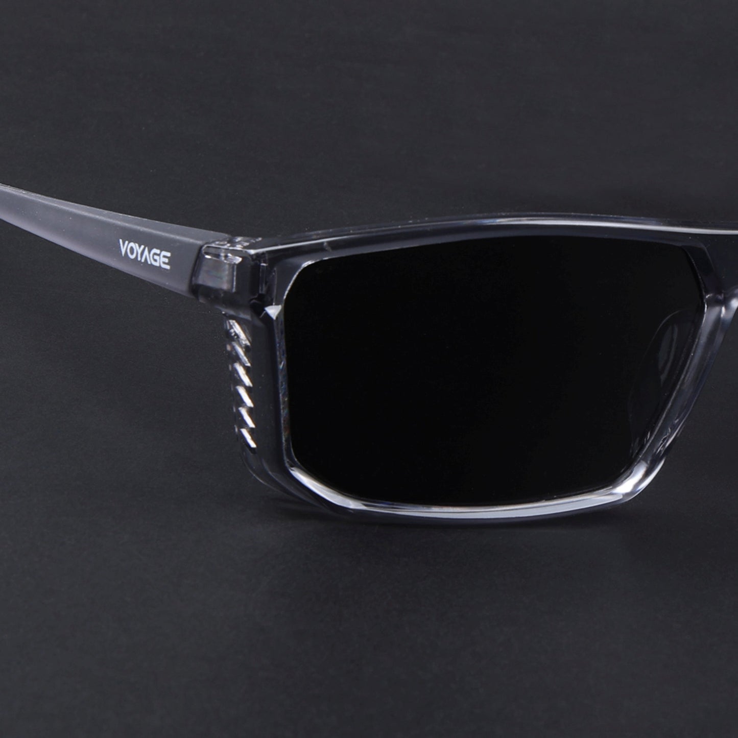 Rectangle Polarized Sunglasses | Black Lens | Grey Frame - PMG6799