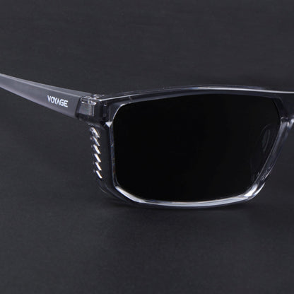 Rectangle Polarized Sunglasses | Black Lens | Grey Frame - PMG6799
