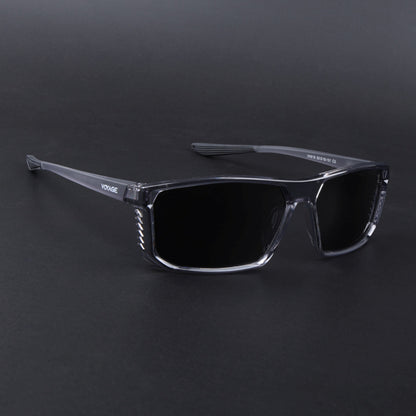 Rectangle Polarized Sunglasses | Black Lens | Grey Frame - PMG6799
