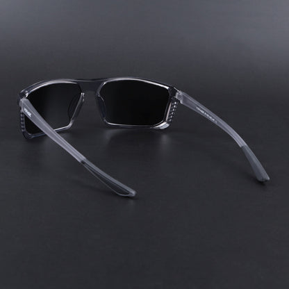 Rectangle Polarized Sunglasses | Black Lens | Grey Frame - PMG6799