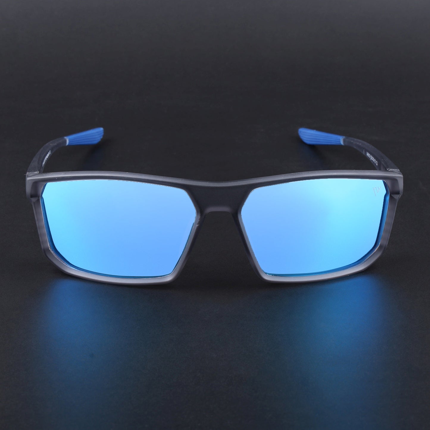 Rectangle Polarized Sunglasses | Blue Lens | Matt Grey Frame - PMG6800