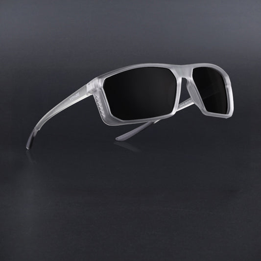 Rectangle Polarized Sunglasses | Black Lens | Transparent Frame - PMG6801