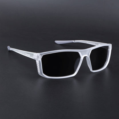 Rectangle Polarized Sunglasses | Black Lens | Transparent Frame - PMG6801