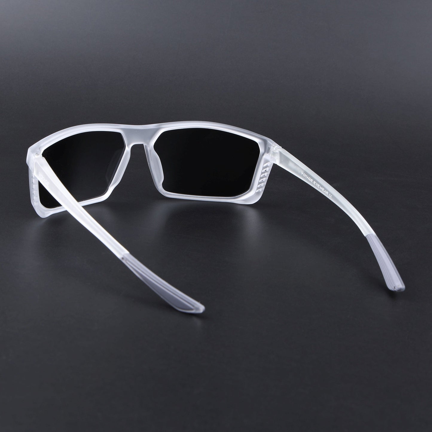 Rectangle Polarized Sunglasses | Black Lens | Transparent Frame - PMG6801