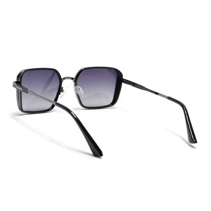 Square Polarized Sunglasses for Men & Women (Grey Lens | Grey & Black Frame - VOYLB02-C2)