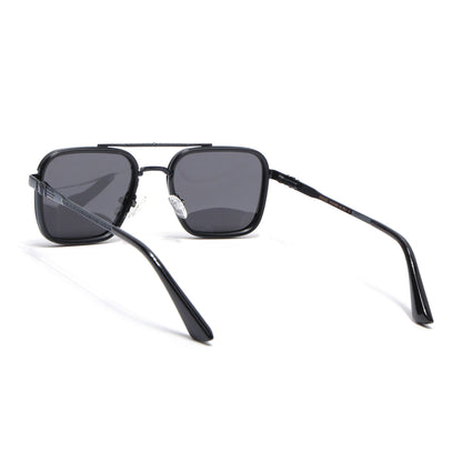 Square Polarized Sunglasses for Men & Women (Black Lens | Black Frame - VOYLB03-C1)