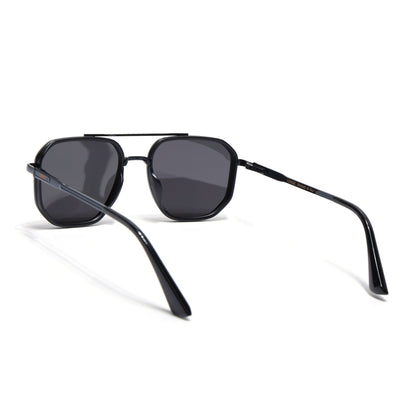 Hexagonal Polarized Sunglasses for Men & Women (Black Lens | Black Frame - VOYLB05-C1)