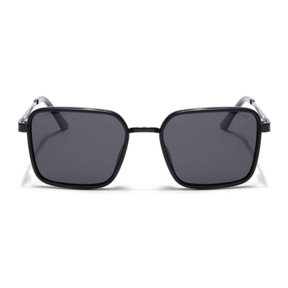 Square Polarized Sunglasses for Men & Women (Black Lens | Black Frame - VOYLB06-C1)