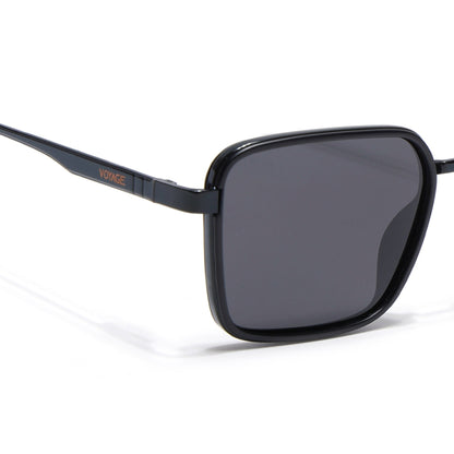 Square Polarized Sunglasses for Men & Women (Black Lens | Black Frame - VOYLB06-C1)