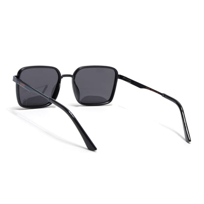 Square Polarized Sunglasses for Men & Women (Black Lens | Black Frame - VOYLB06-C1)
