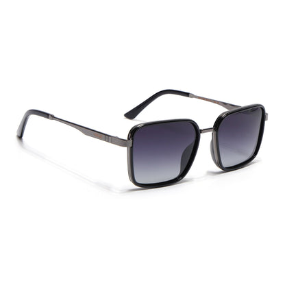 Square Polarized Sunglasses for Men & Women (Grey & clear Lens | Grey & Black Frame - VOYLB06-C2)
