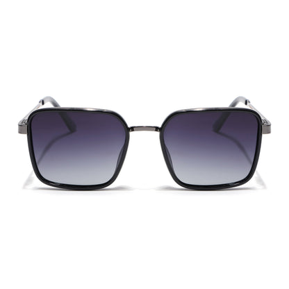 Square Polarized Sunglasses for Men & Women (Grey & clear Lens | Grey & Black Frame - VOYLB06-C2)