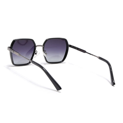 Square Polarized Sunglasses for Men & Women (Grey & Clear Lens | Grey & Black Frame - VOYLB07-C2)