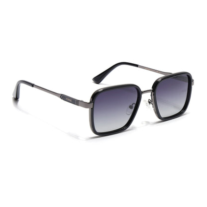 Square Polarized Sunglasses for Men & Women (Grey & Clear Lens | Grey & Black Frame - VOYLB08-C2)