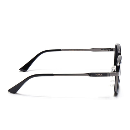 Square Polarized Sunglasses for Men & Women (Grey & Clear Lens | Grey & Black Frame - VOYLB08-C2)