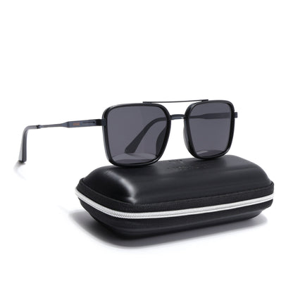 Square Polarized Sunglasses for Men & Women (Black Lens | Black Frame - VOYLB10-C1)