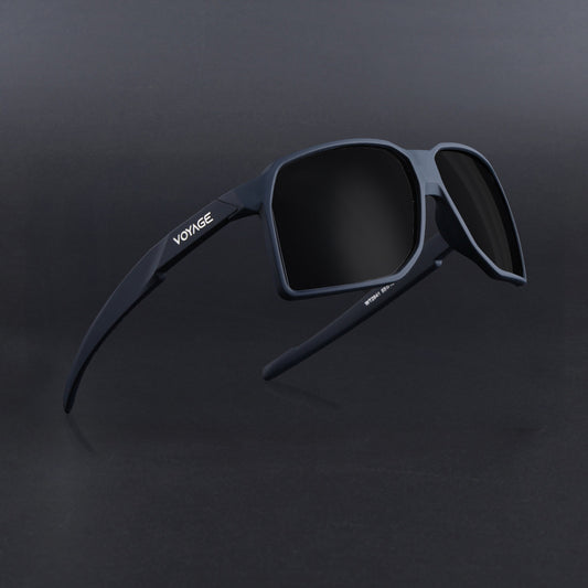 MountX | Navy Blue Wrap Around Polarized Sunglasses | Black Lens - PMG6742