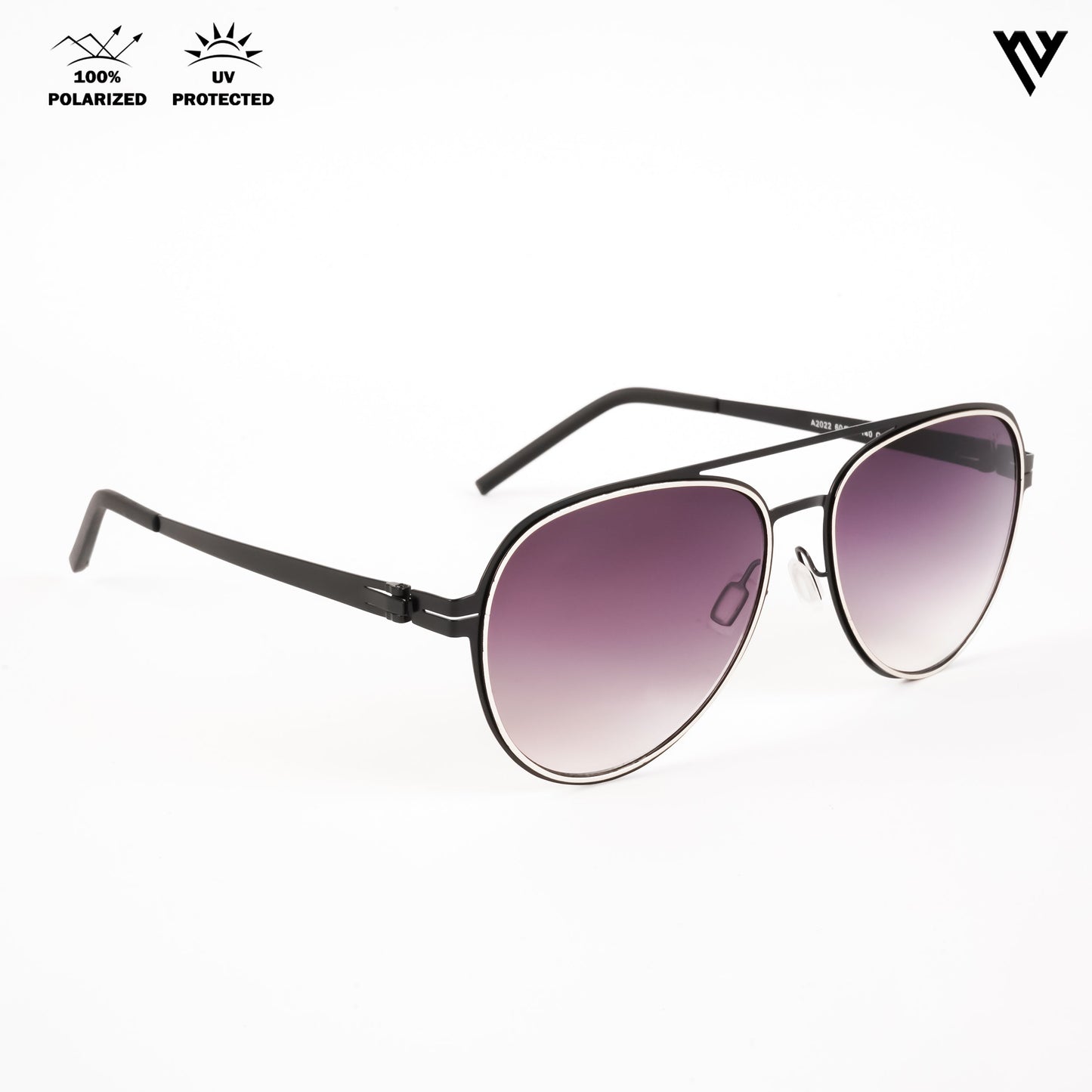 Black & Golden Polarized Aviator Sunglasses - PMG4289
