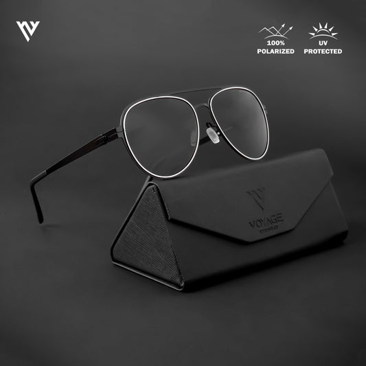 Black & Silver Polarized Aviator Sunglasses - PMG4292